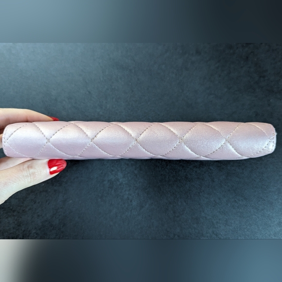 CHANEL Light Pink Metallic Zip Wallet - Picture 3 of 13